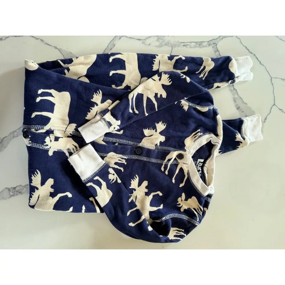 Lazy One Kids Moose Flap Jack Onesie Pajamas - 3T Blue